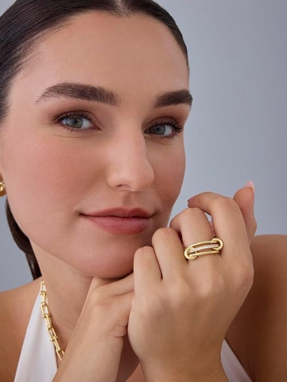 PAVOI 14K Gold Plated Interlocked Stackable Rings - Picture 2 of 4